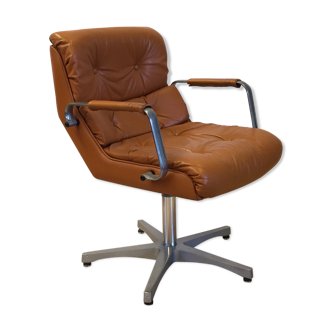 Cognac leather office armchair