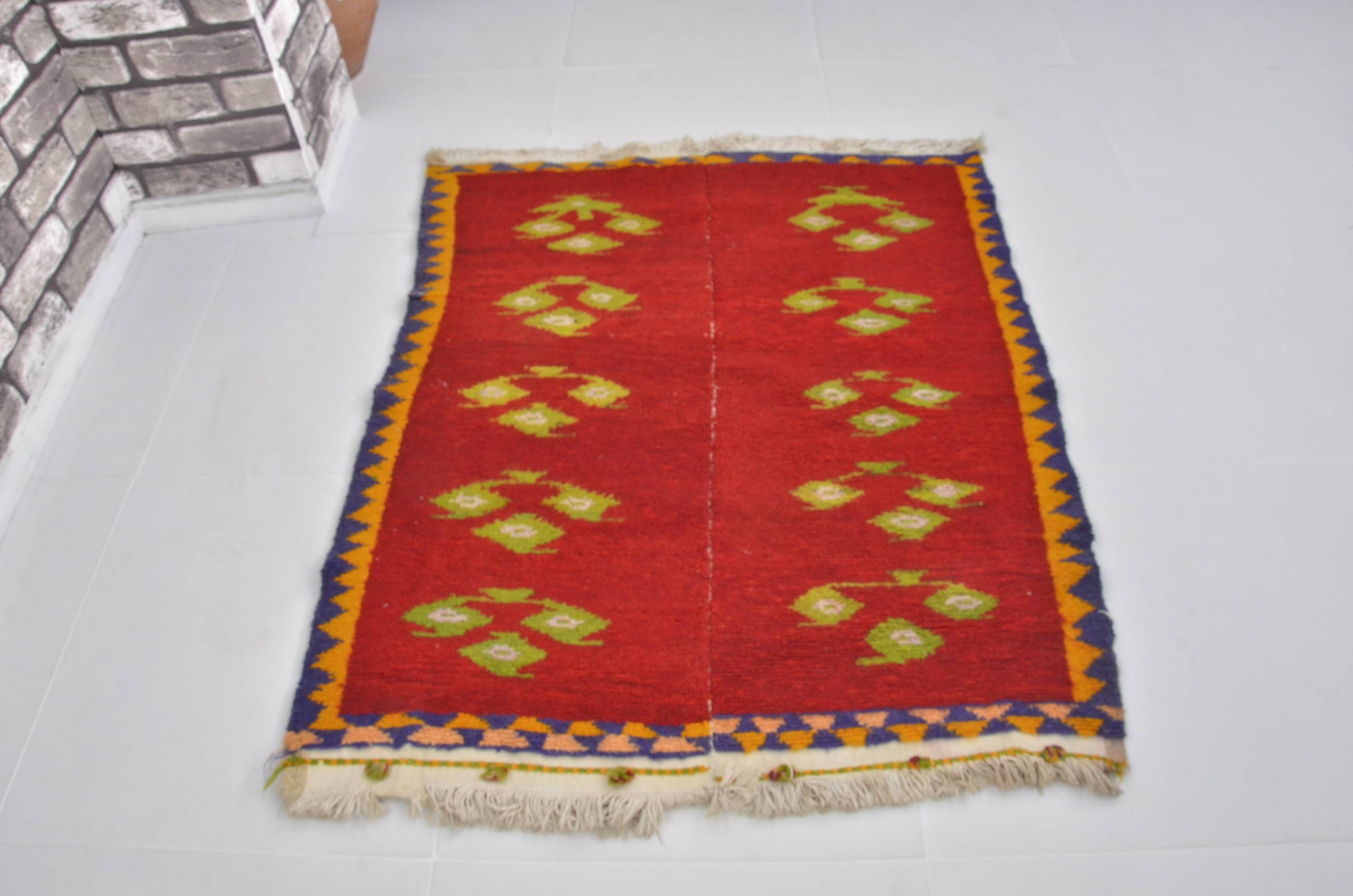 Vintage Handmade Angora Wool Rug sku 1670