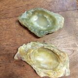 Set of brutalist style pocket trays in vintage onyx and alabaster.