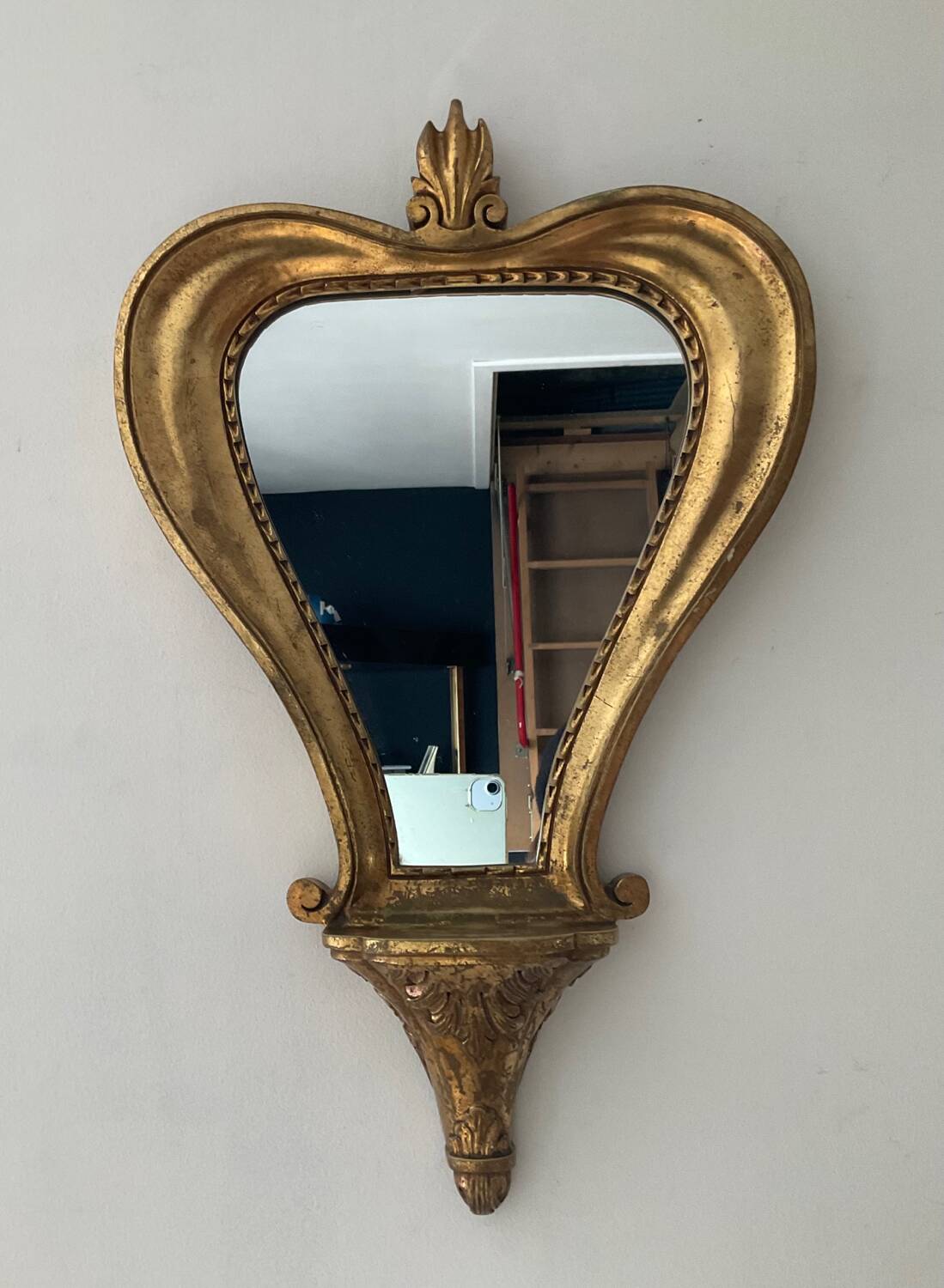 Miroir doré vintage avec selette