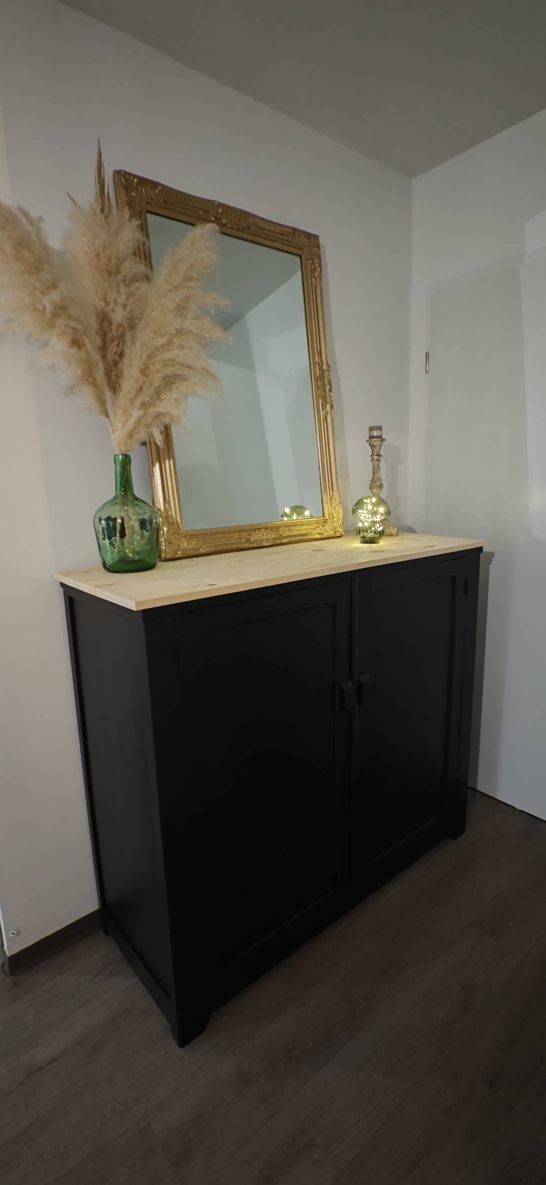 Parisian sideboard in black painted wood