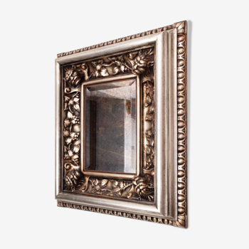 Venetian Art Nouveau large aged glass- Carved vintage mirror