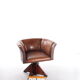 Sheepskin leather desk chair with wooden swivel base, 1970