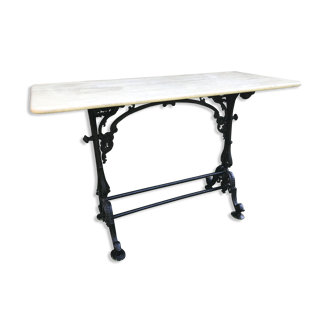 Table bistrot dessus marbre et piétement fonte époque victorienne