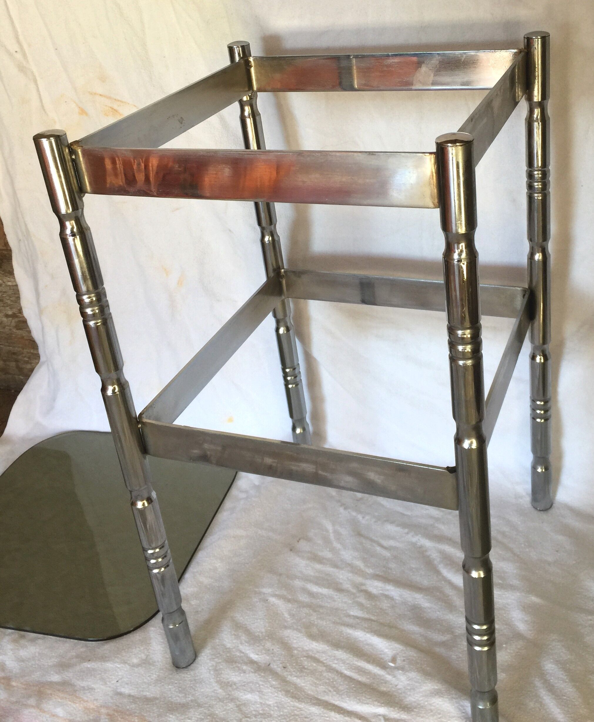 Harness square chrome and smoked glass vintage