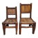 Pair of solid wood and bamboo chairs, brutalist style, 90 cm