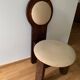 Vintage Szedleczky dining chair in brown pine and beige fabric — 1960s