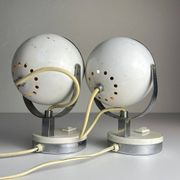Lampes de bureau blanches du milieu du siècle, années 1960, ensemble de 2