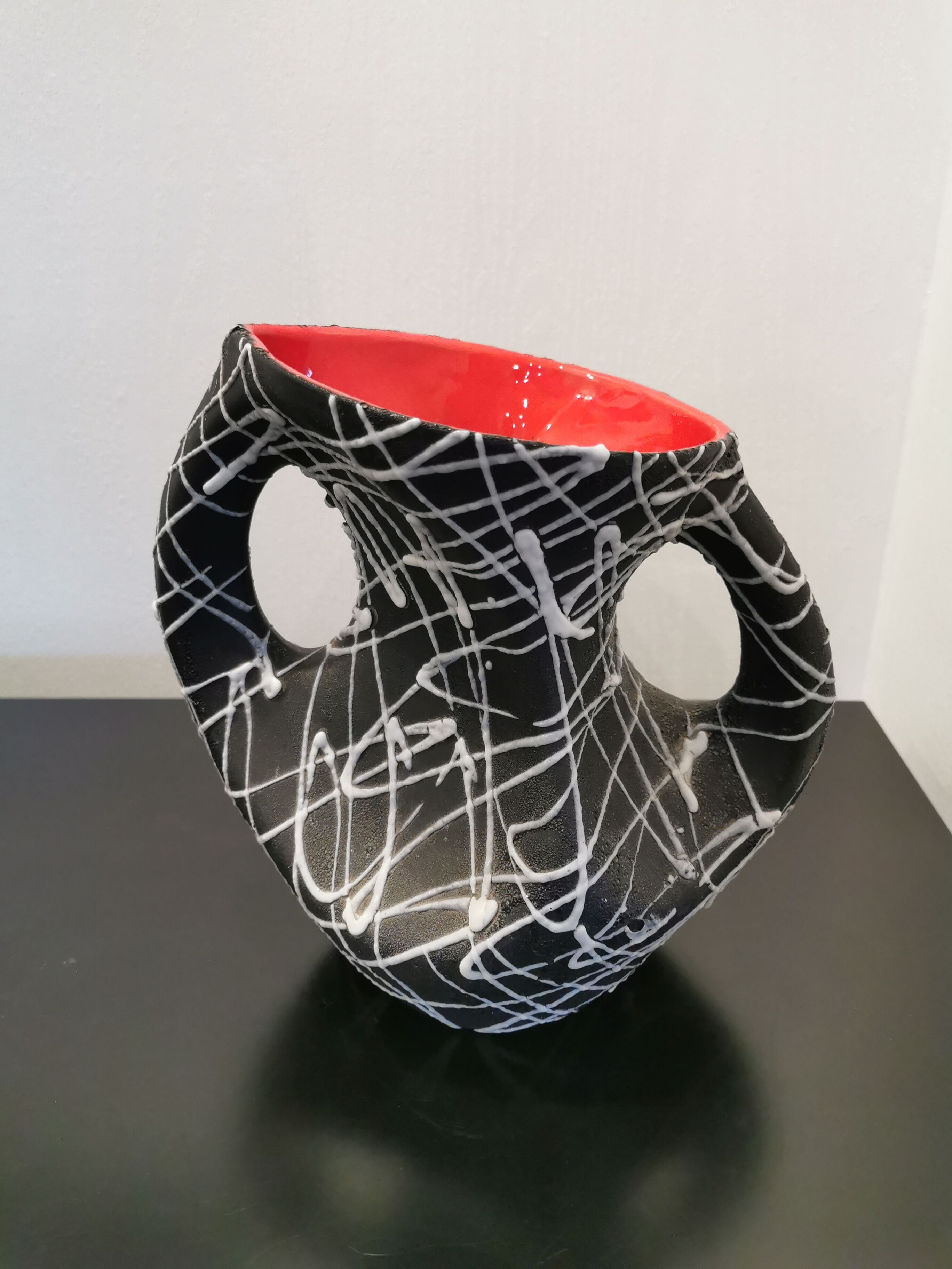 Vase two handles tricolor vallauris