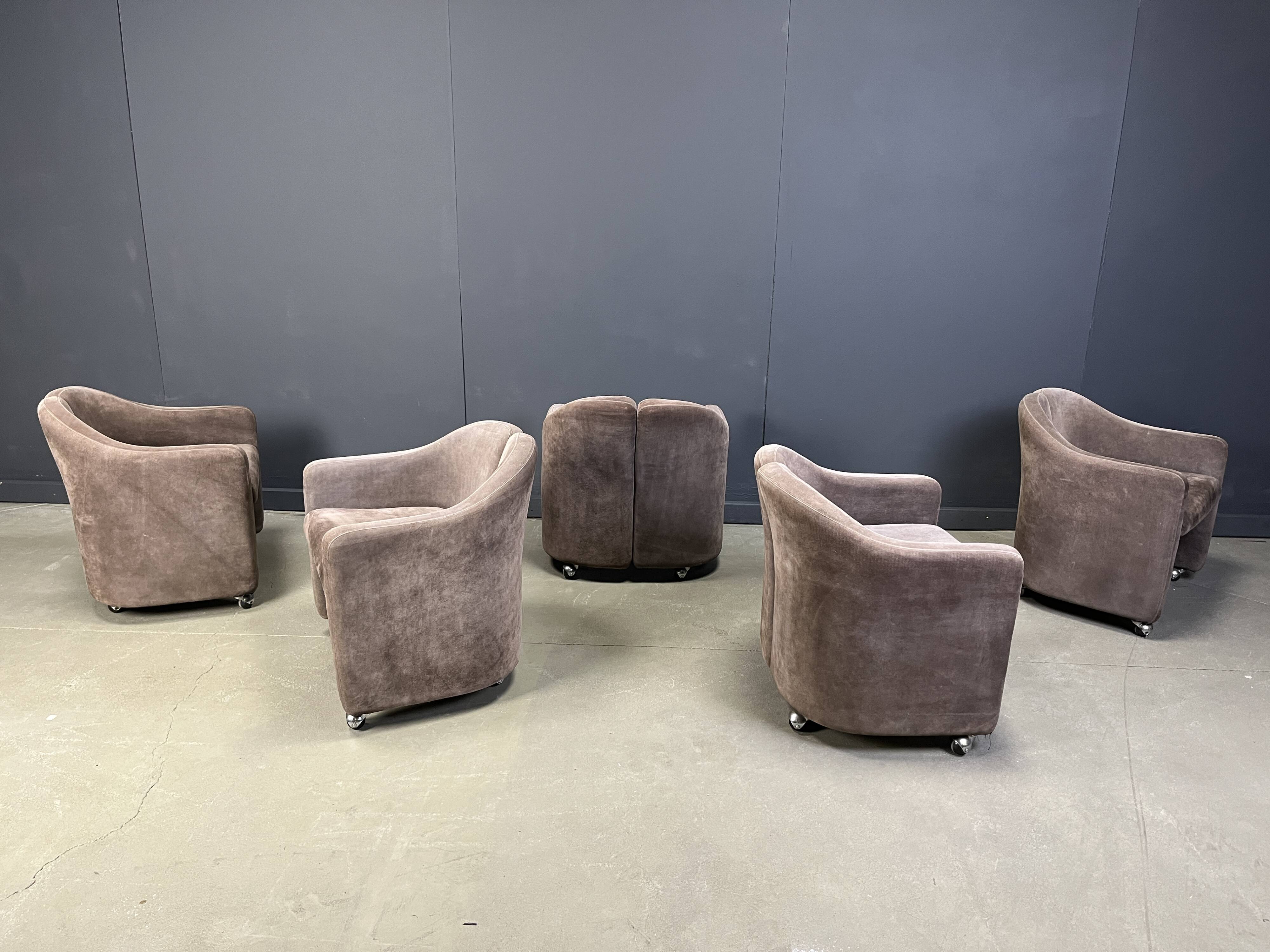 PS142 Easy Chairs by Eugenio Gerli for Tecno, 1970s - set of 5