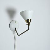 Swedish Table Lamp in Brass and White Metal, EWÅ Värnamo, 1950s