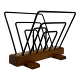 Vintage Reading Basket Steel Oak Magazine Rack 50's design