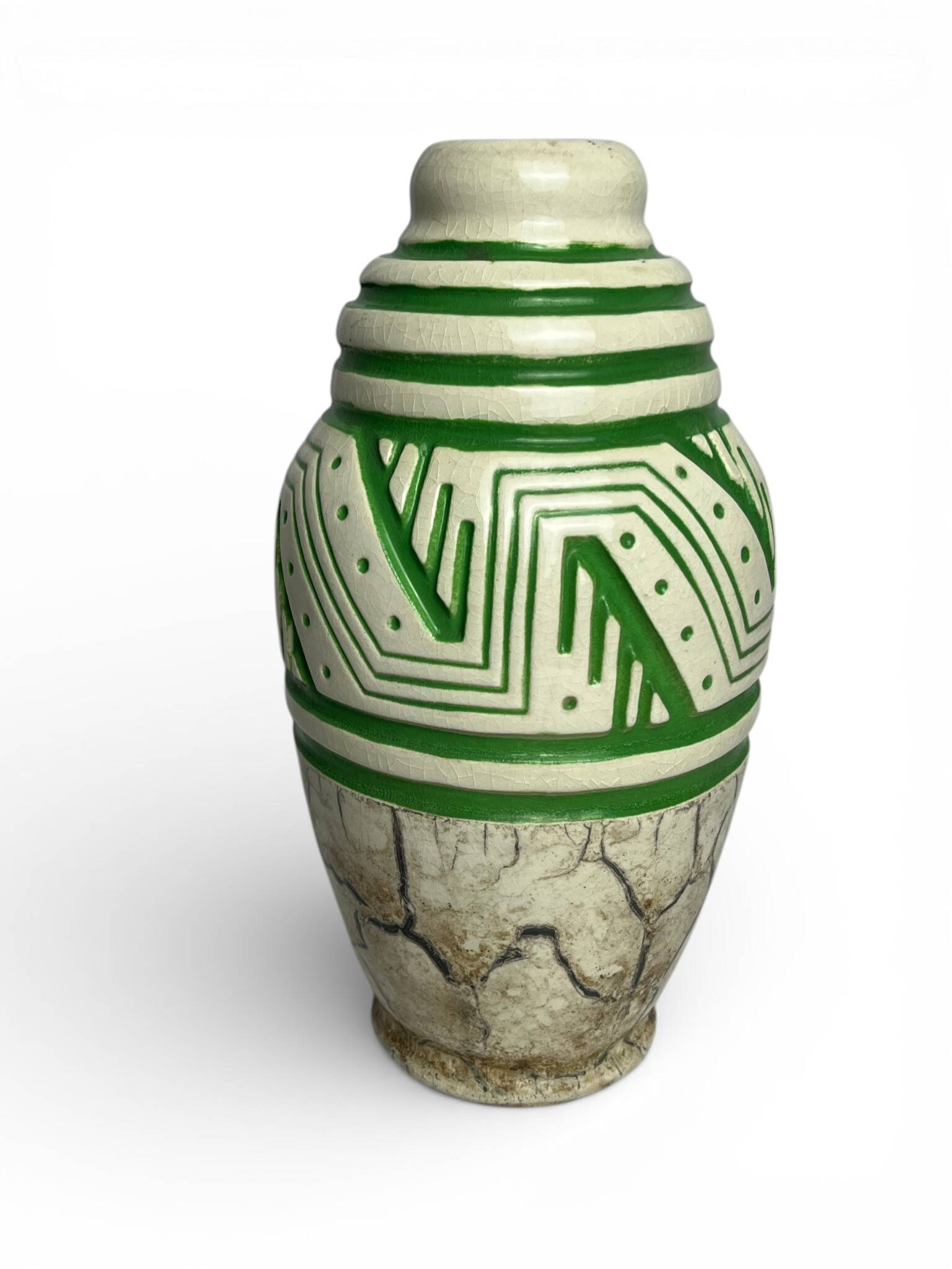 Art déco, vase ovoïde faïence signé Géo Condé et Mougin vers 1930