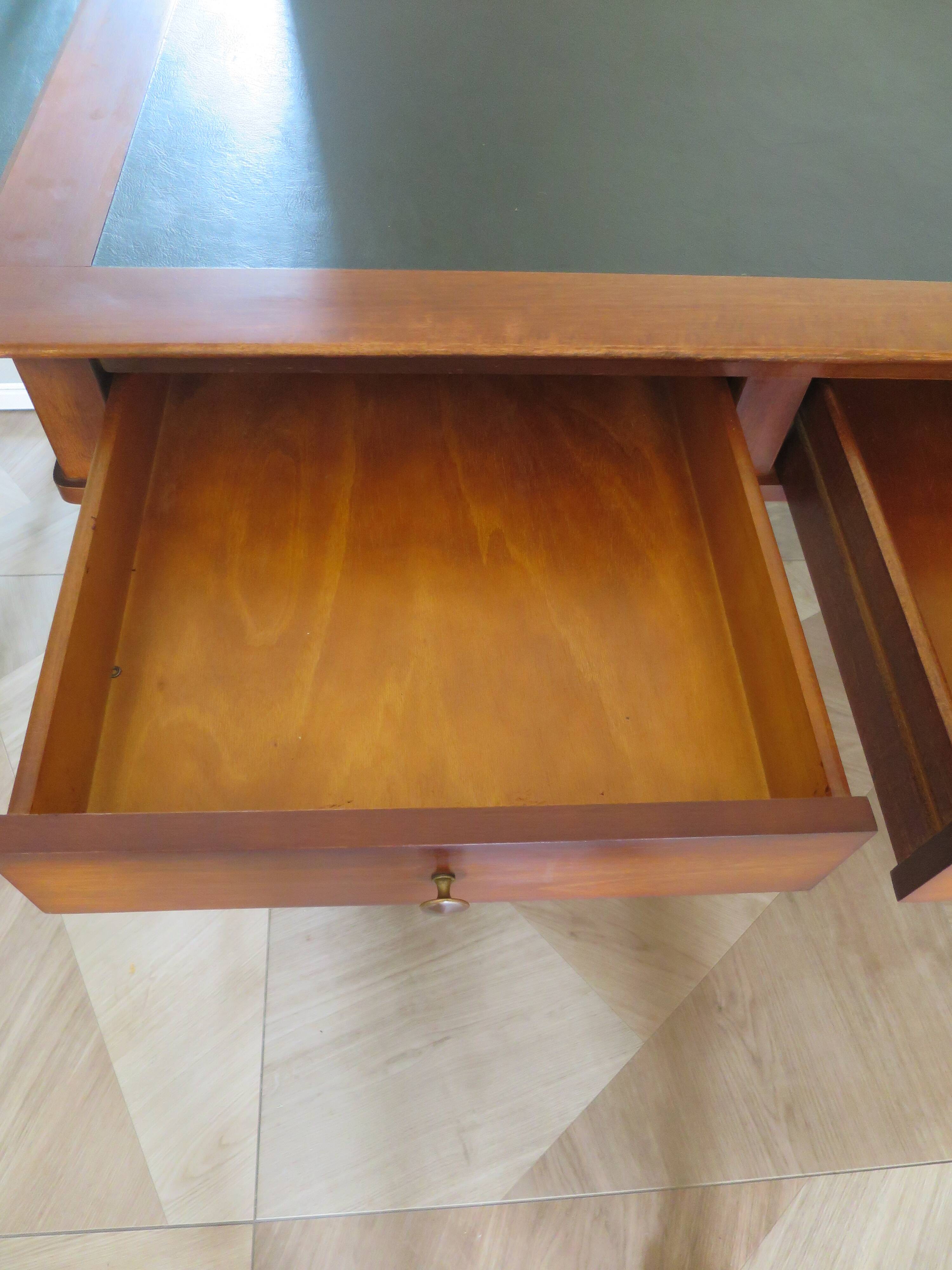 minister's desk - 2 drawers - solid wood - faux leather writing pad - Louis Philippe