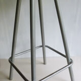 High stool in wood and metal