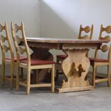 Vintage 1960s Danish Brutalist Ladderback Light Oak Chairs style of Kjærnulf