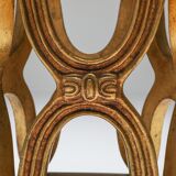 Carved gilded wooden side tables with marble tray - 1970