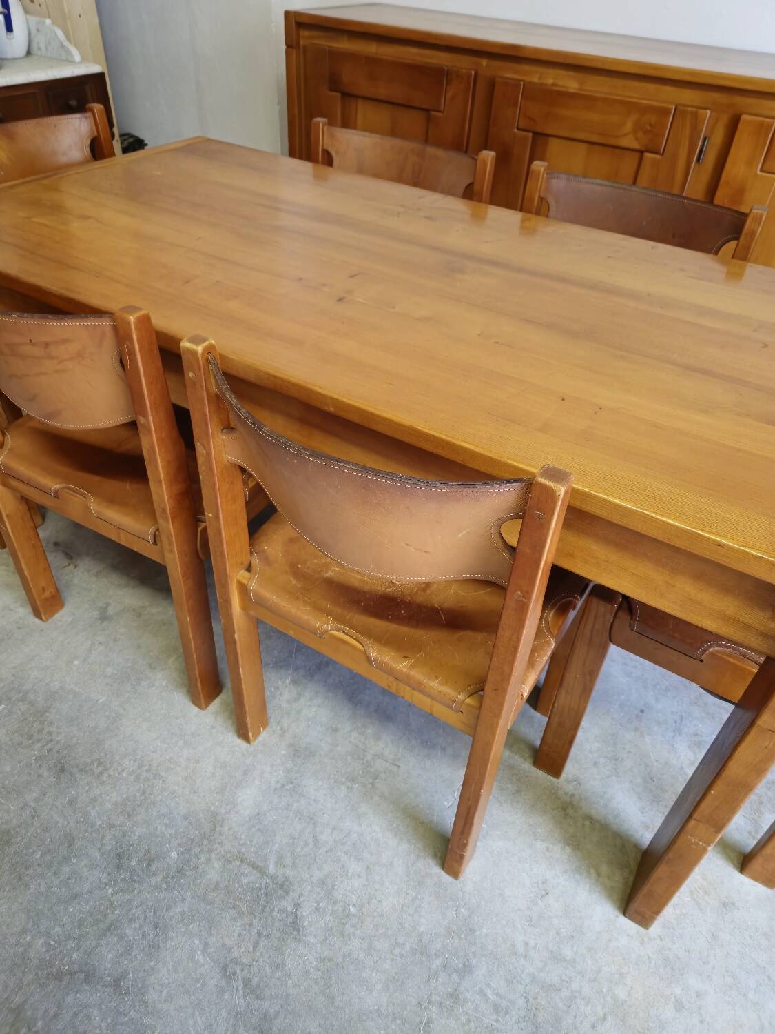 Dining room set table and 6 chairs Maison Regain in Elm