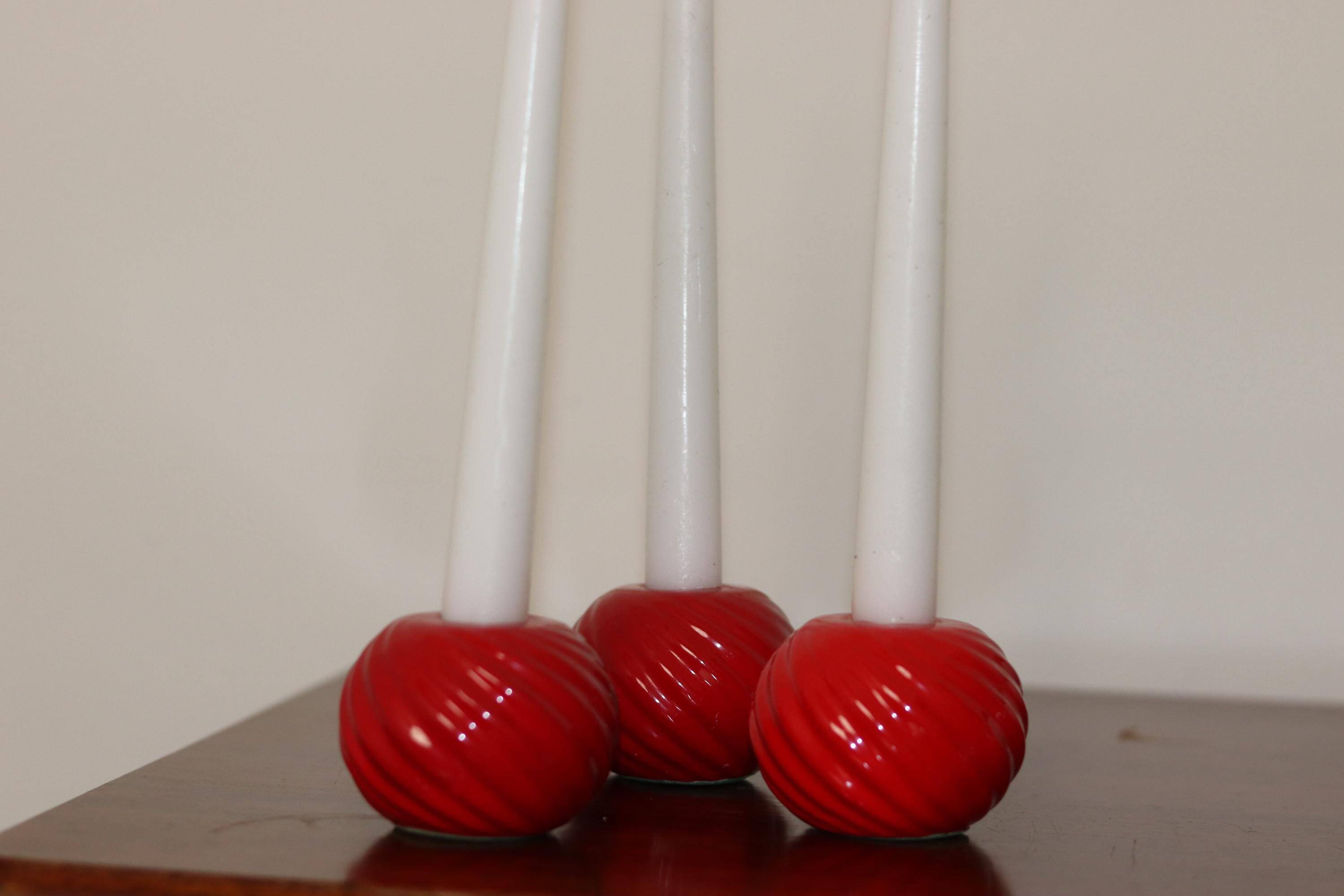 Ceramic candle holder trio