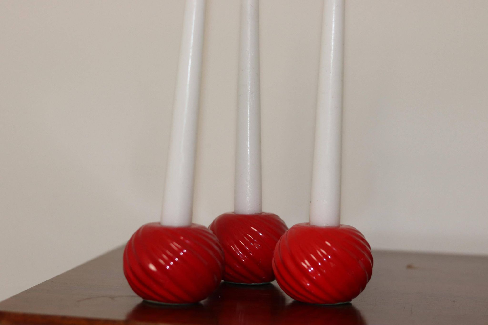 Trio of ceramic candleholders