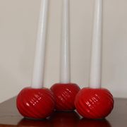Trio of ceramic candleholders