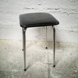 Stool chrome and black skaï