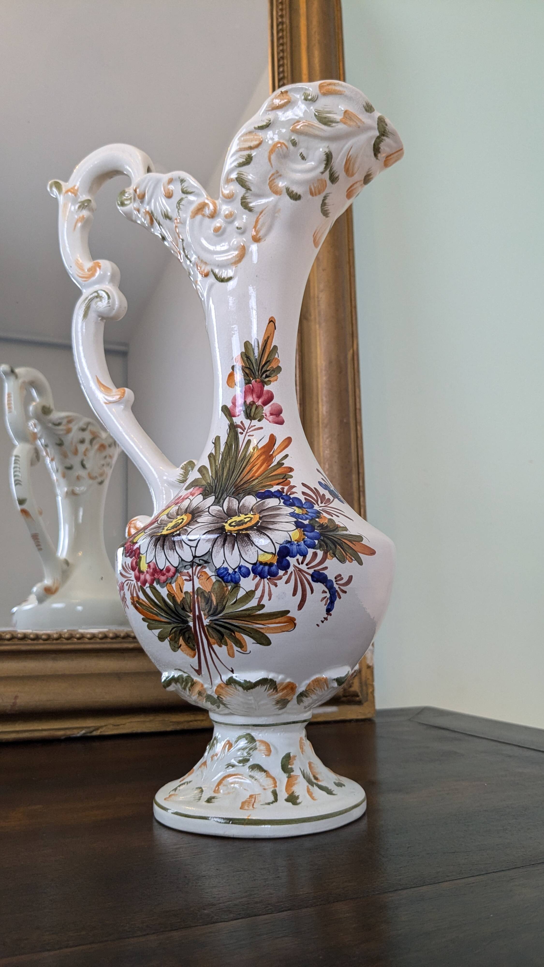 Antique Bassano ewer in cracked ceramic