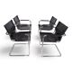 Ensemble de 4 chaises visiteur Matteo Grassi en cuir/chrome, chaises cantilever, 1970.