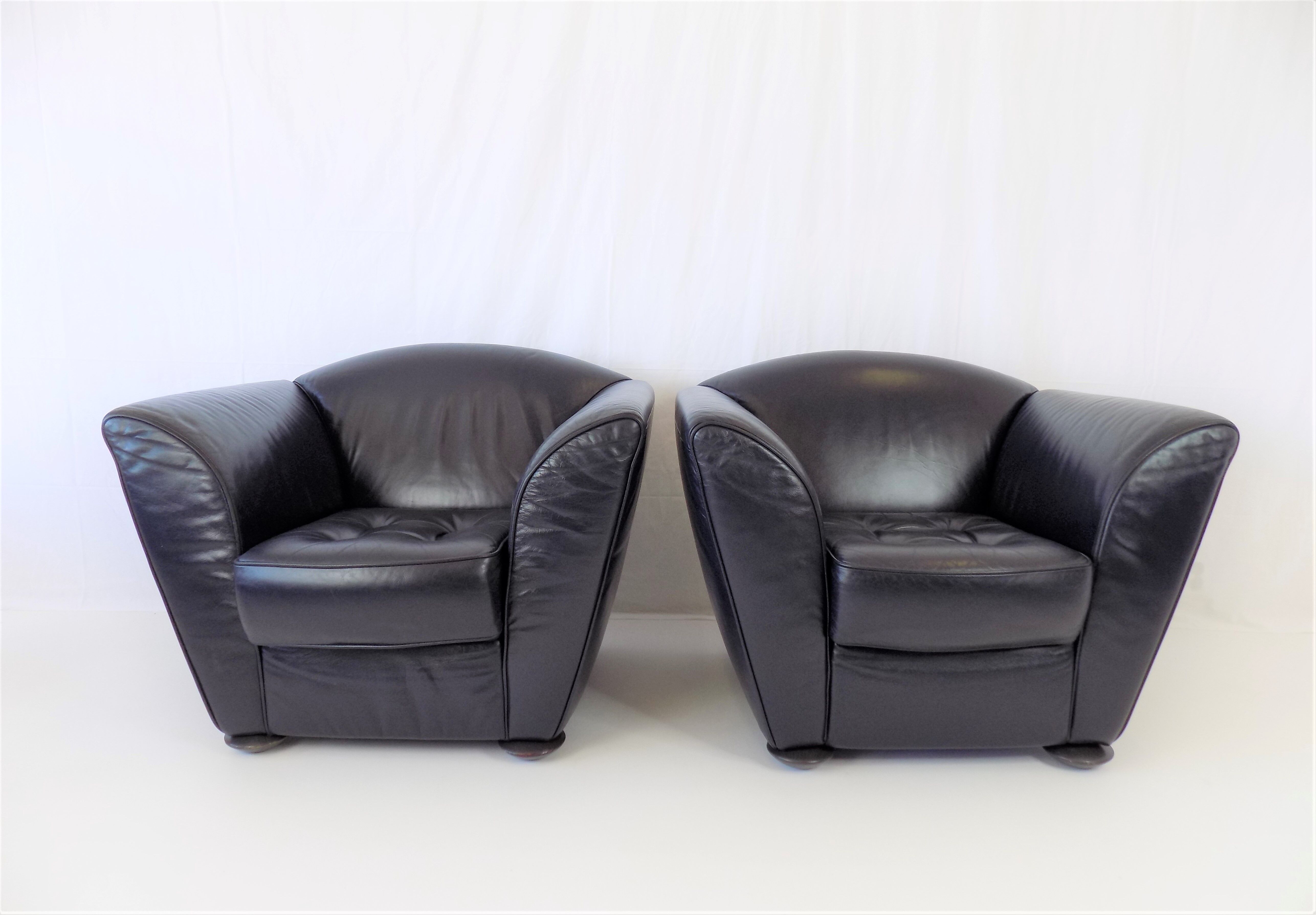 Cor zelda set of 2 leather armchairs by peter maly