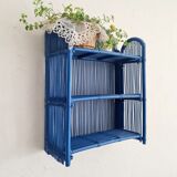 Vintage shelf in Klein blue rattan