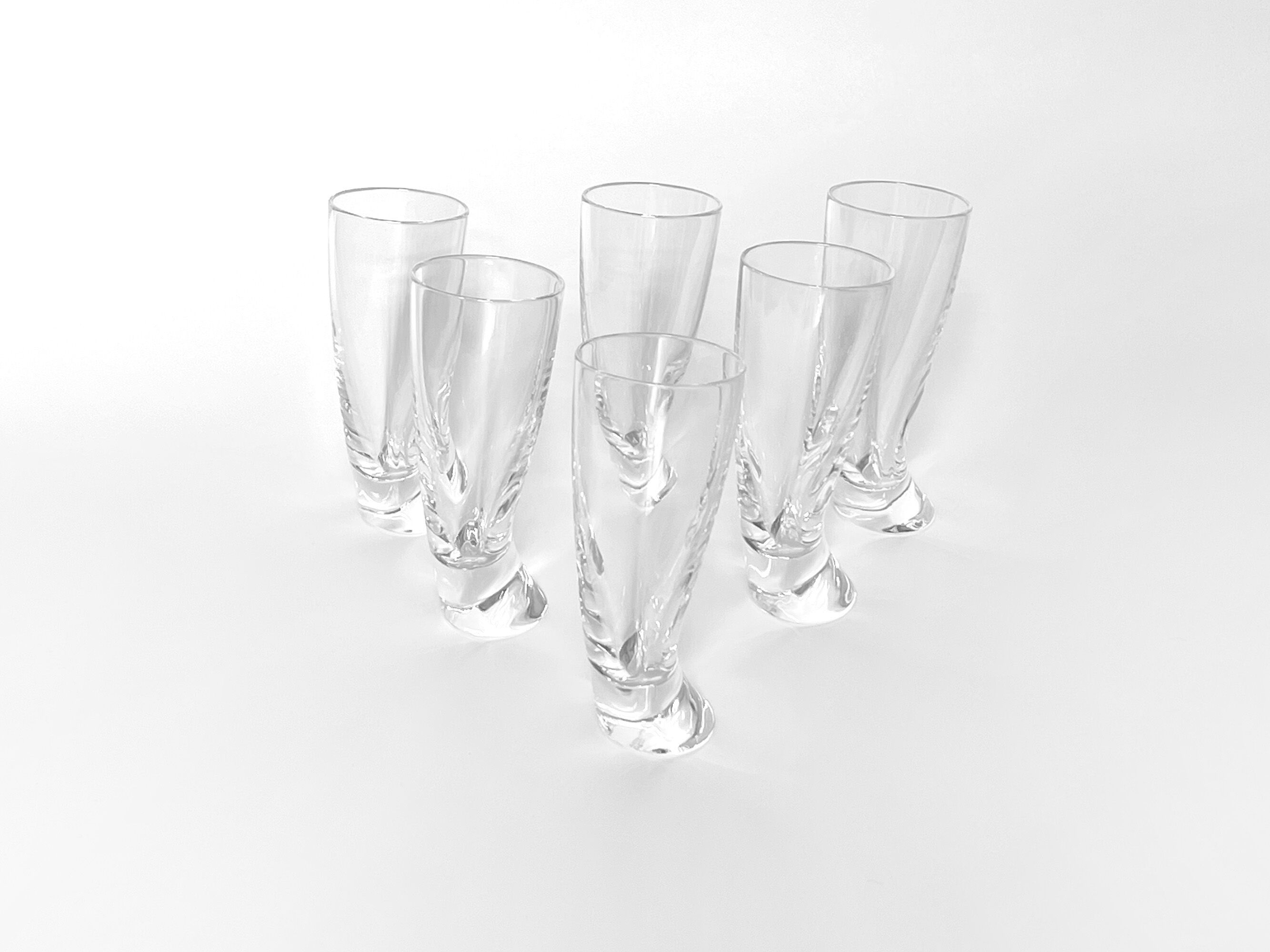 6 verres à liqueur 'Touch Glass' par Angelo Mangiarotti pour Cristalleria Colle 1991
