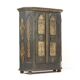 Antique Rustic Farmhouse Folk Art Painted Bridal Cabinet 1882