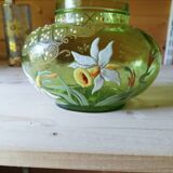 Enameled vase. original form. very fine work.