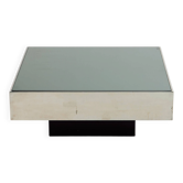 Table basse en chrome et verre par Willy Rizzo pour Cidue
