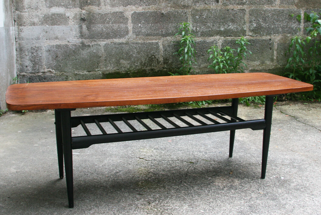 Table basse - teck et bois noir - 1960