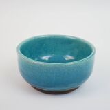 blue ceramic bowl with crackled enamel