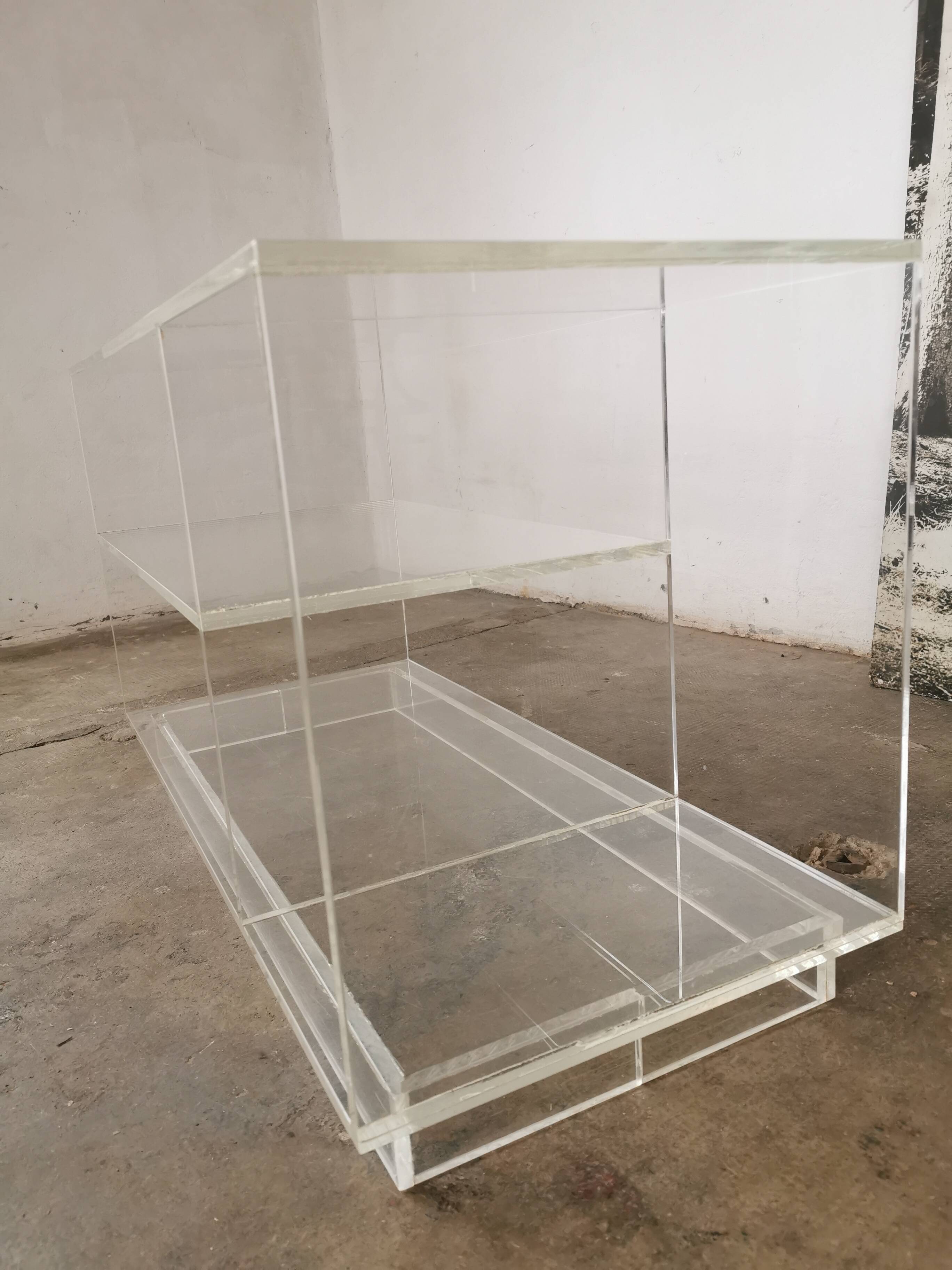 80s plexiglass hi-fi furniture shelf
