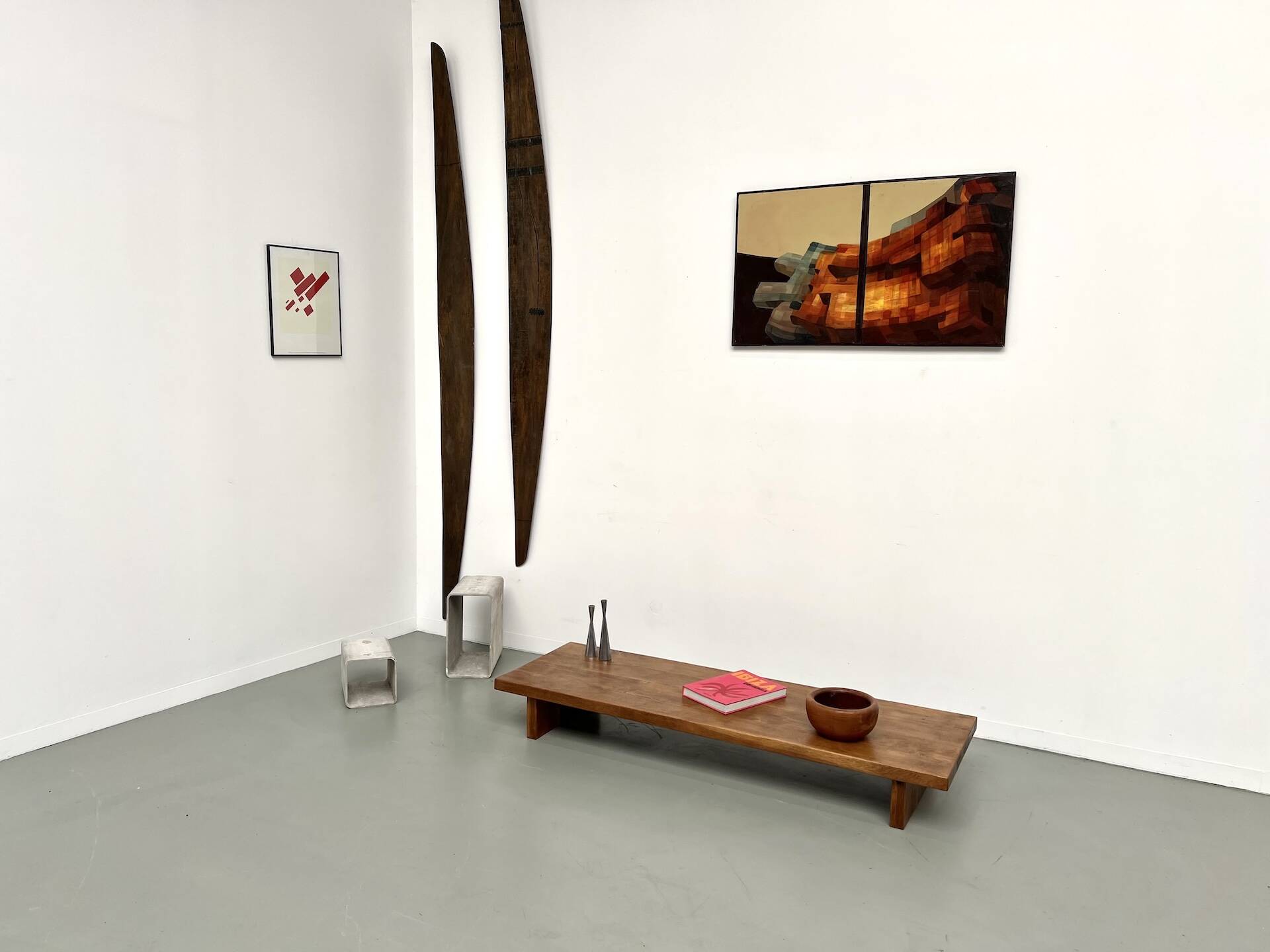 Solid oak coffee table, 1950s