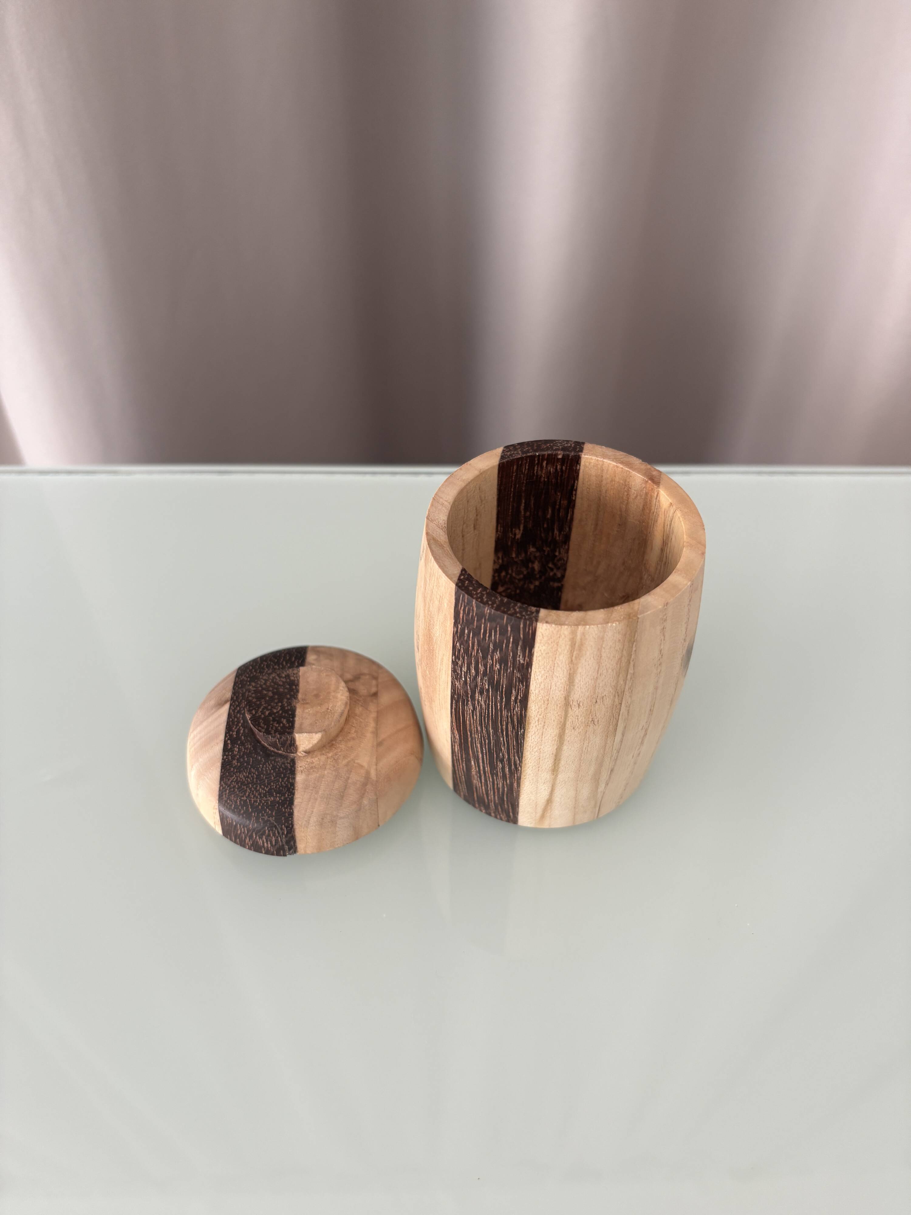 Scandinavian Hand-Turned Wooden Lidded Pot, Denmark, 1970s