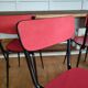 4 restored red formica chairs with black legs