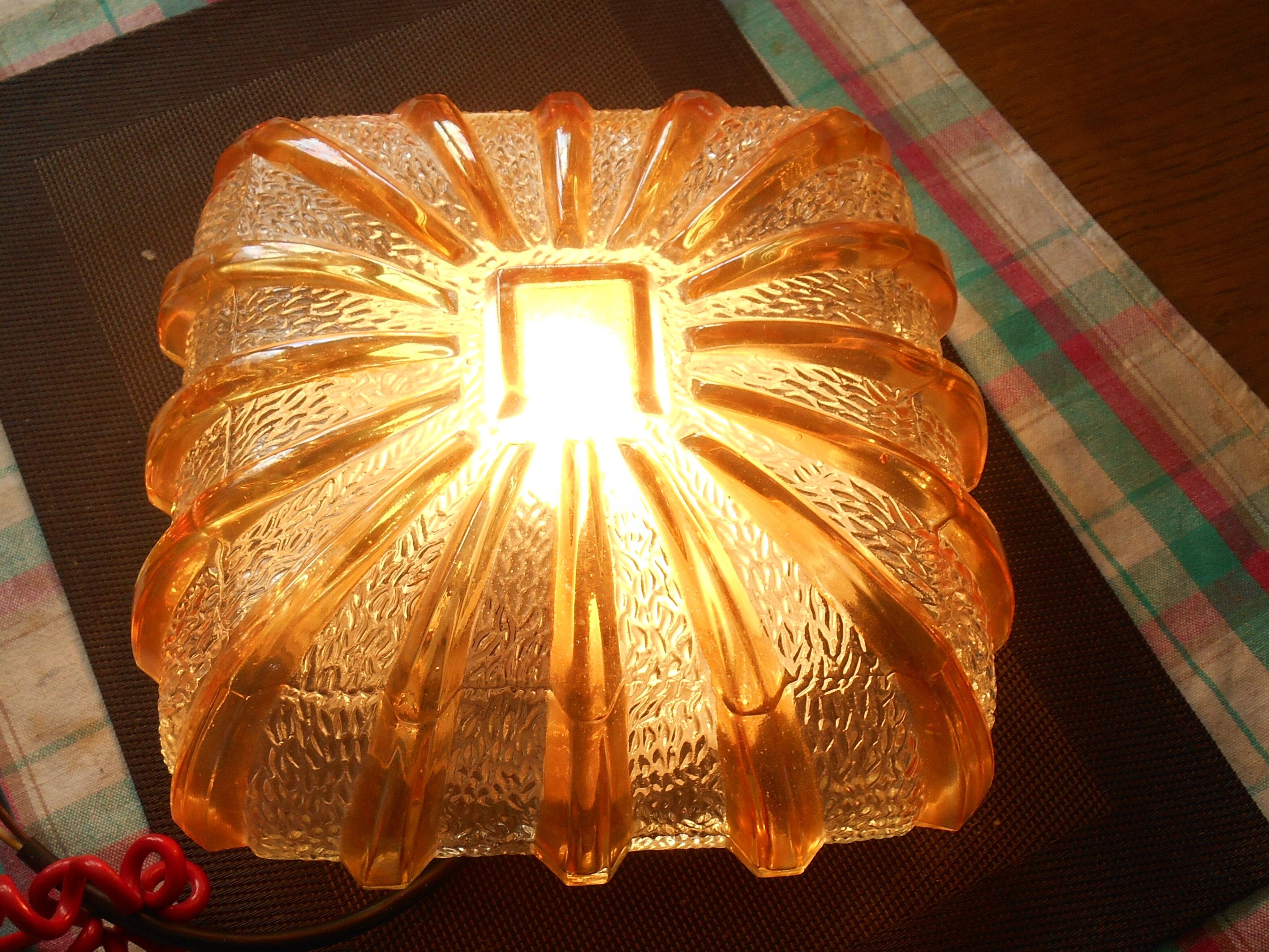 Old ceiling lamp vintage glass 70