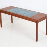 Filigree mid-century teak coffee table with tiles / 1960s / 1970s / Danish modern design