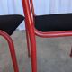 Set of 4 1970s Red & Black Metal Chair: Space Age Stackable Dining Chair
