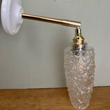 Applique tulipe vintage en verre pointe de diamant
