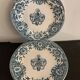 10 old blue flat plates Terre de Fer Léon Graves model Louis XVI, twentieth century