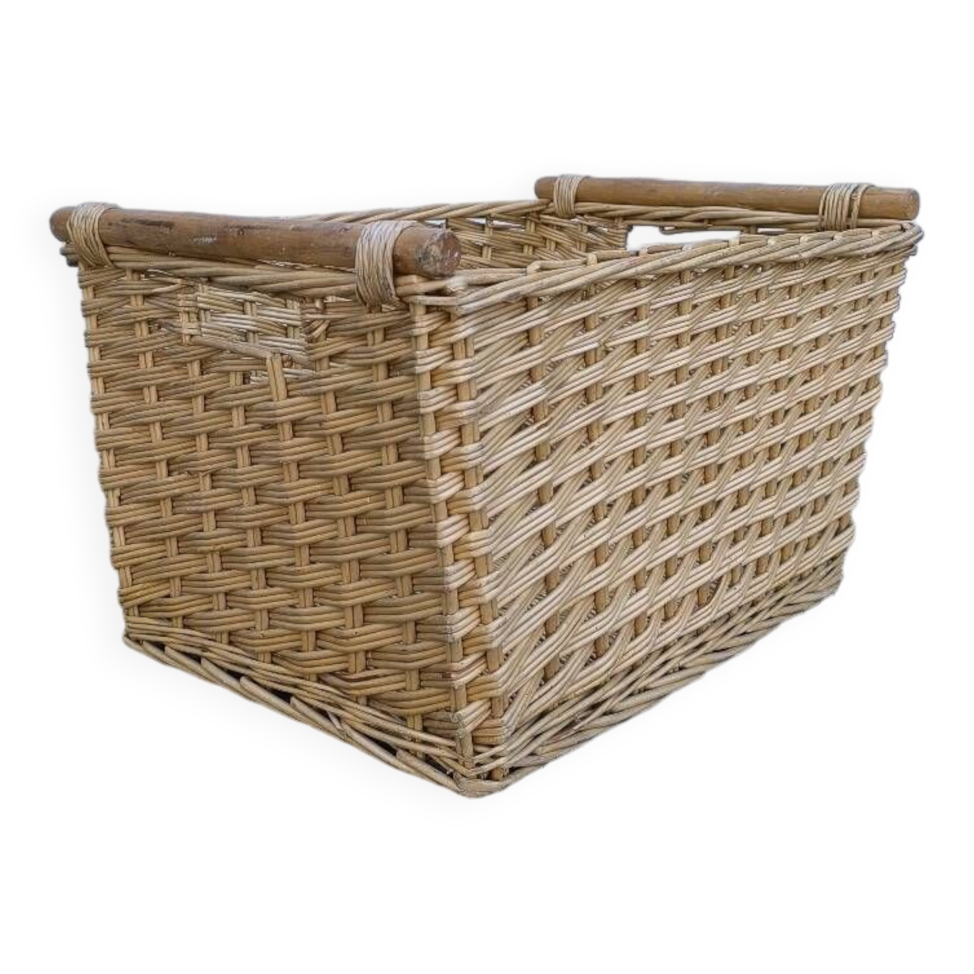 Vintage wicker and wood basket
