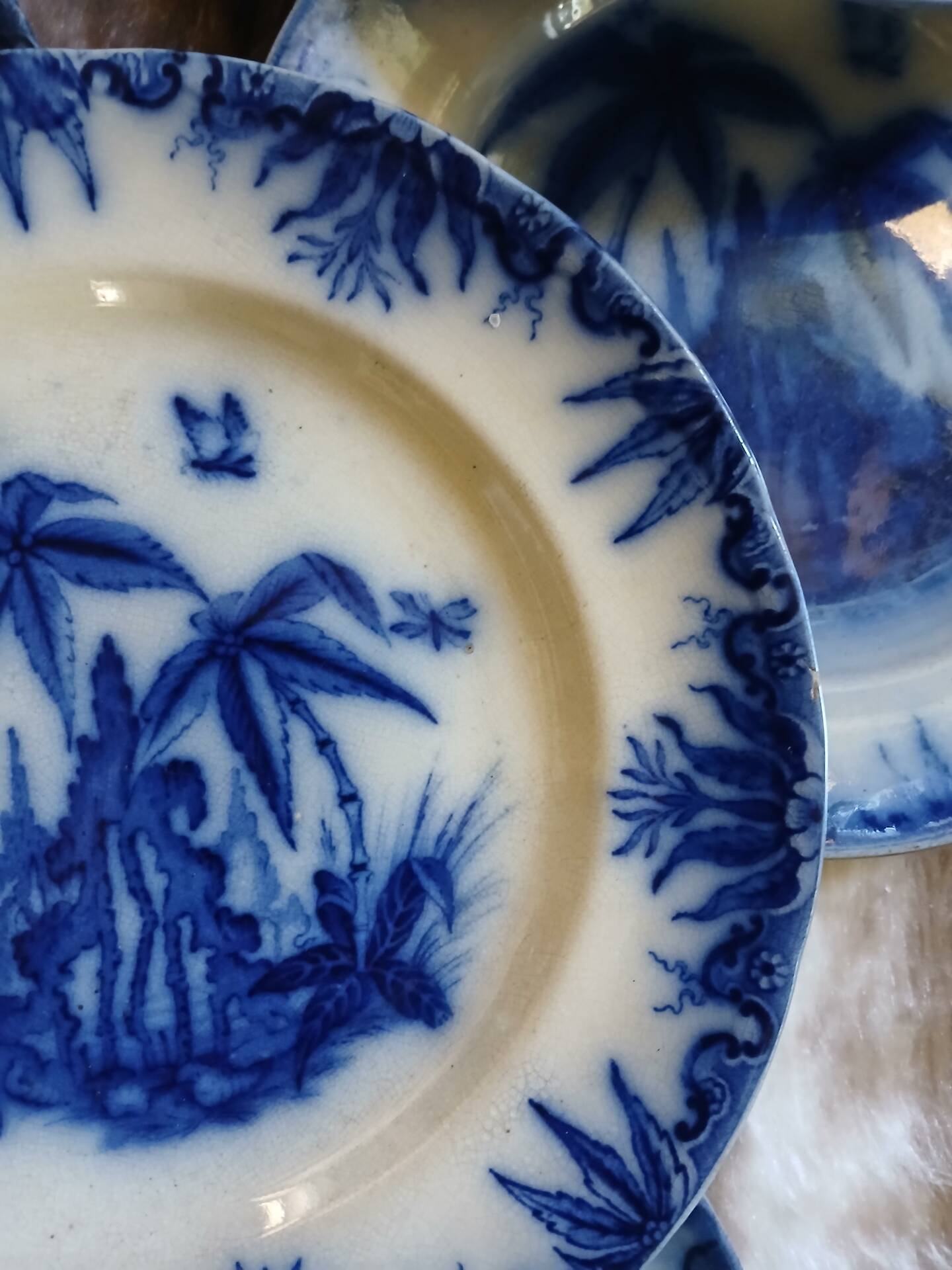 8 very old flat plates made of ironstone