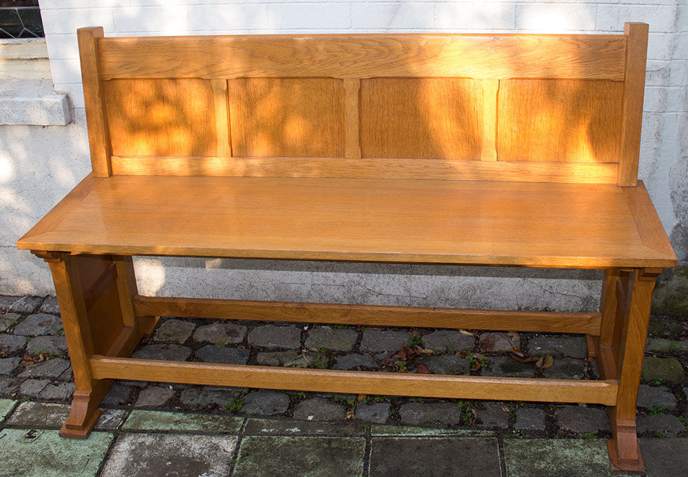 Old wooden bench of courthouse of peace 140 cm wide