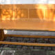 Old wooden bench of courthouse of peace 140 cm wide