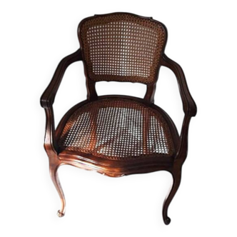 Fauteuil style Louis XV Années 1950-1960 en merisier massif